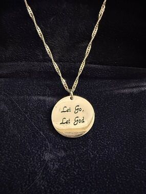Inspirational 'Let Go, Let God' Silver Pendant Necklace
